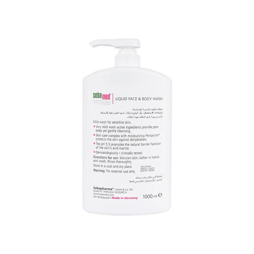 55277-Sebamed Sensitive Skin Face &amp; Body Wash 1000ml +2