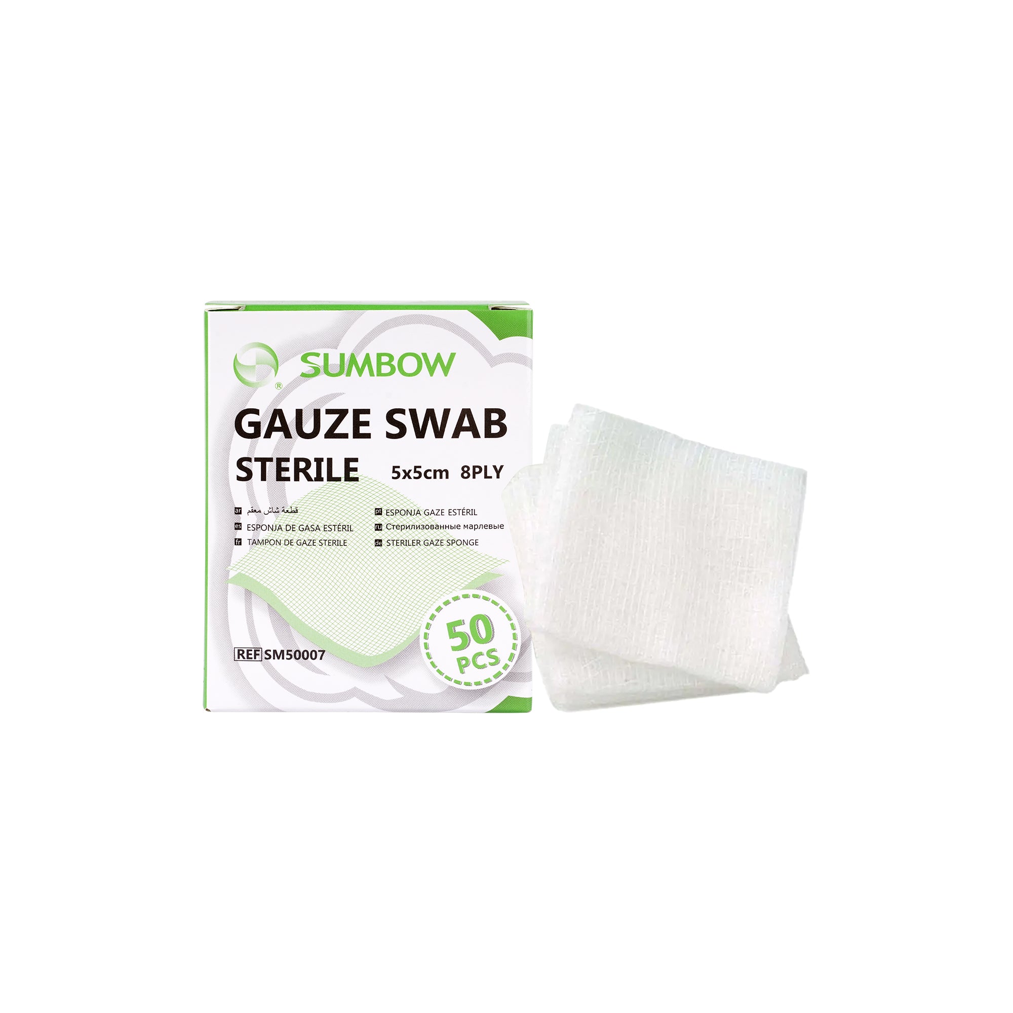 55390-Sumbow Gauze Swab Sterile 5x5cm 8ply 50pcs