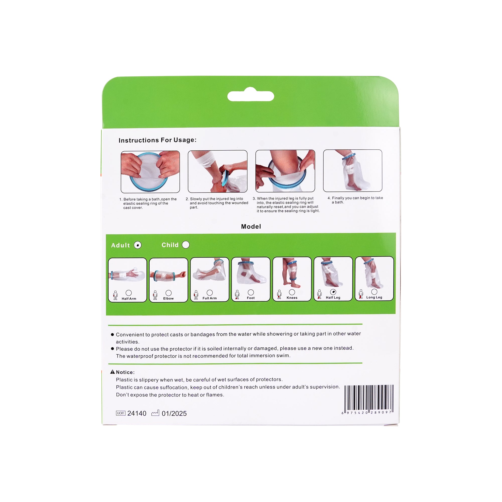 55395-Sumbow Cast Cover Adult Half Leg +1