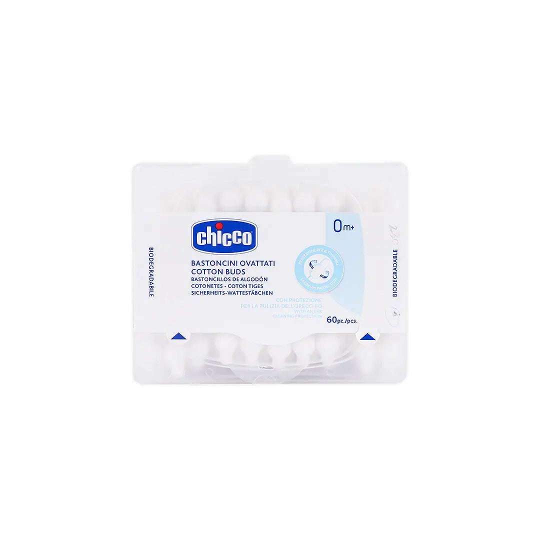 Chicco Cotton Buds With Ear Protection 0m+ 60Pcs-863