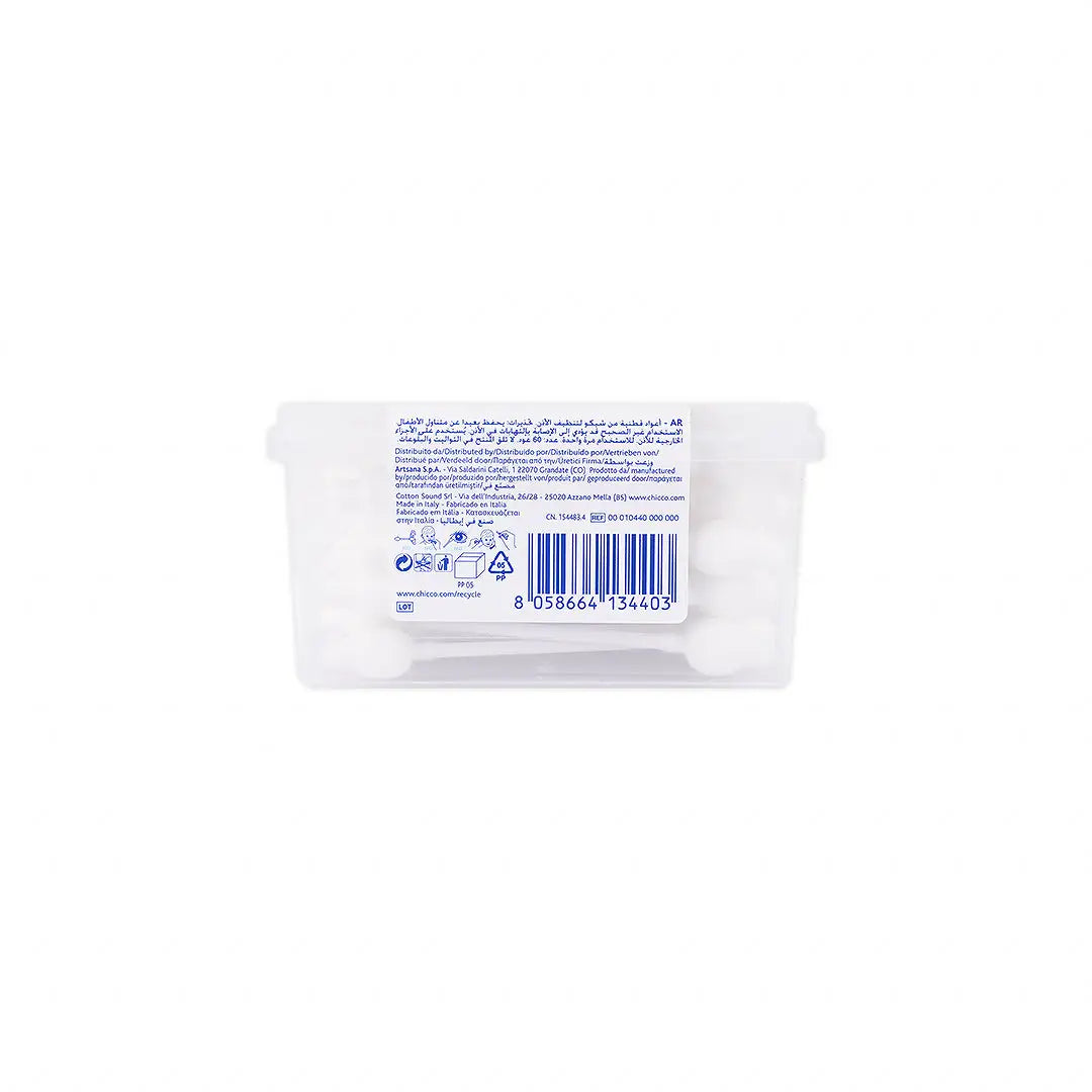 Chicco Cotton Buds With Ear Protection 0m+ 60Pcs-863