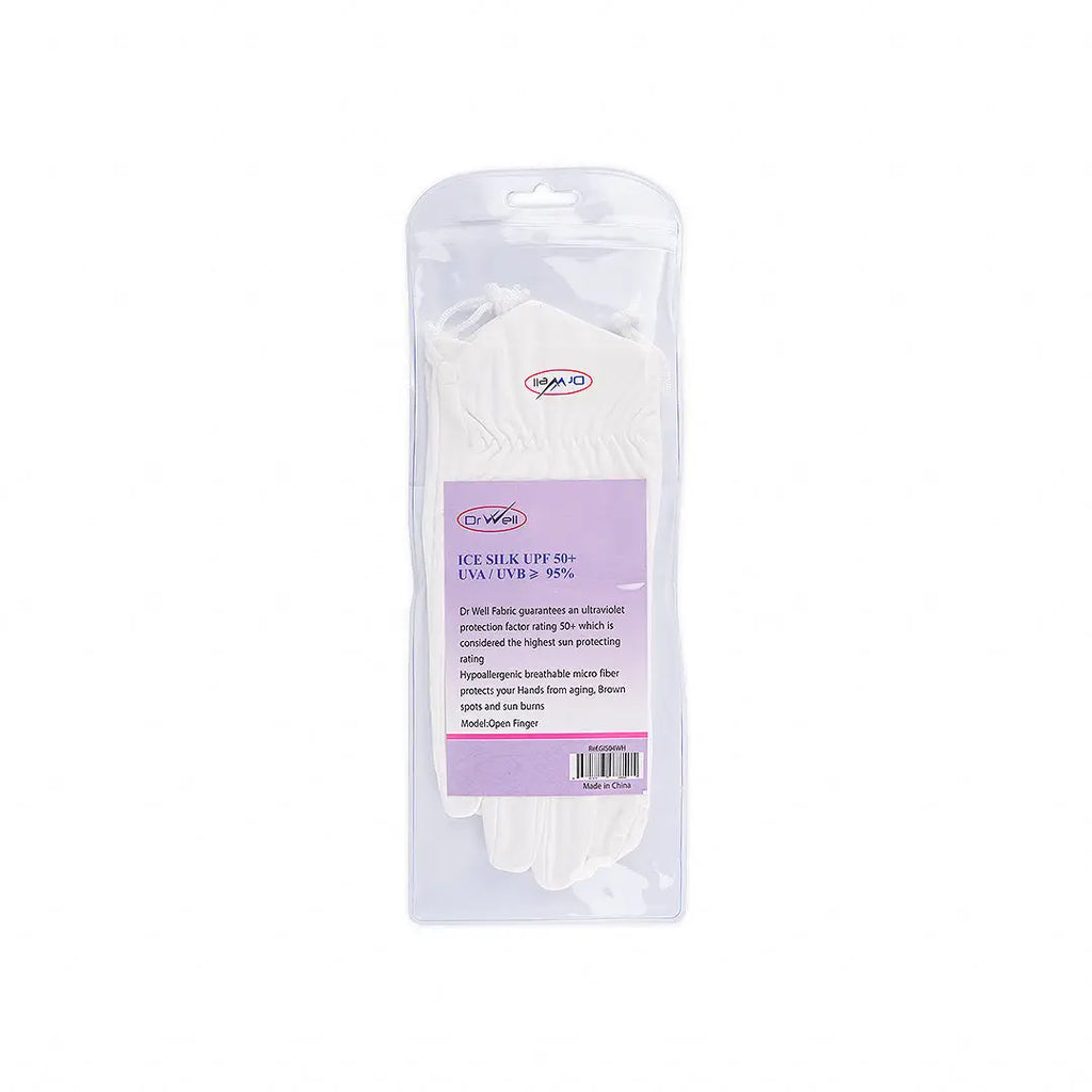Dr Well Gloves Ice Slik Upf 50+Uvb 95% GIS04 White