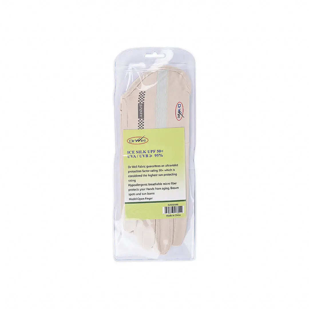 Dr Well Gloves Ice Slik Upf 50+Uvb 95% GIS03 Beige