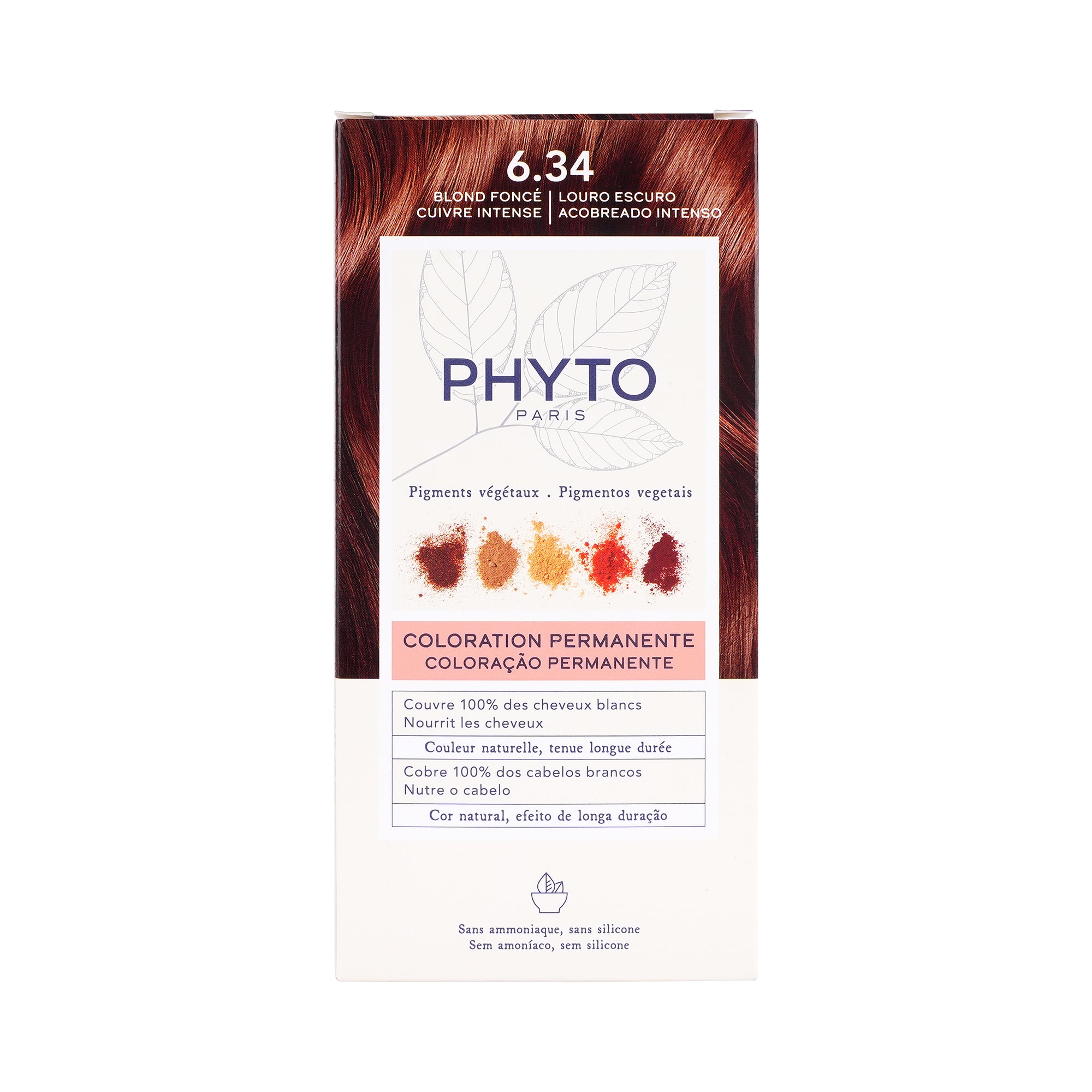 55537-Phyto Permanent Hair Color NO. 6.34 - Dark Copper Blonde +1