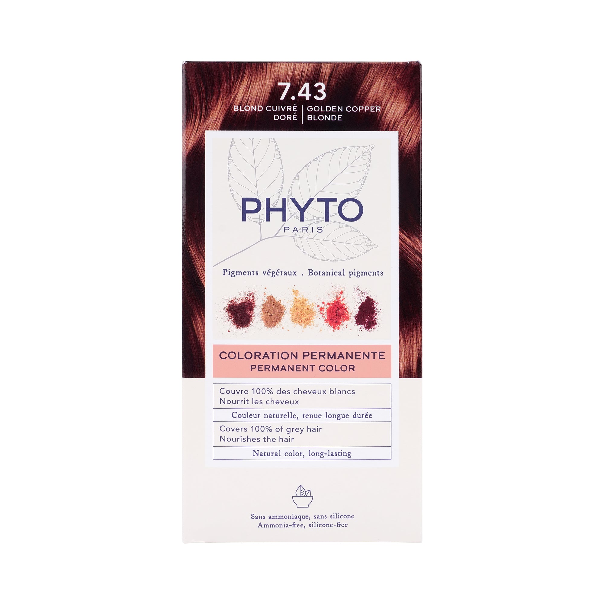55538-Phyto Permanent Hair Color NO. 7.43 - Golden Copper Blonde +1