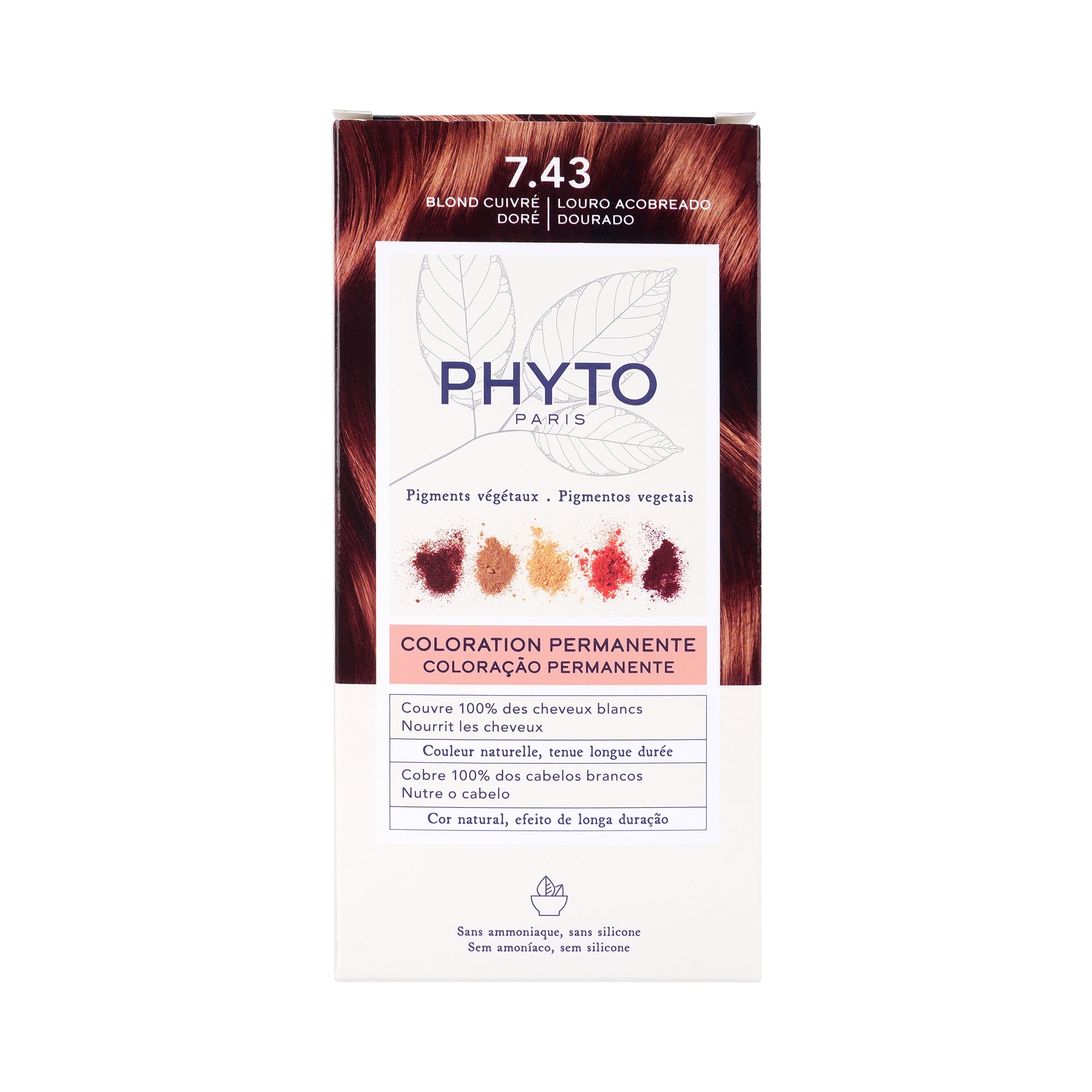 55538-Phyto Permanent Hair Color NO. 7.43 - Golden Copper Blonde +2