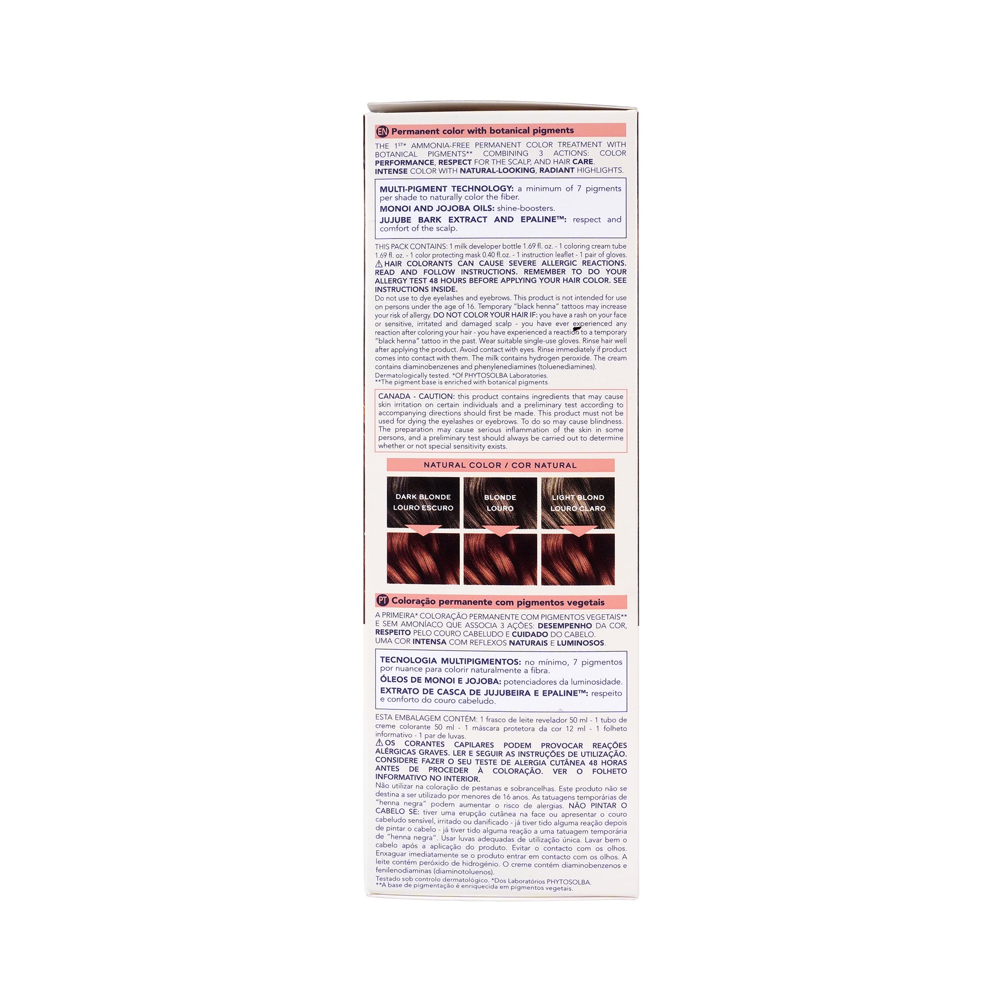 55538-Phyto Permanent Hair Color NO. 7.43 - Golden Copper Blonde +4