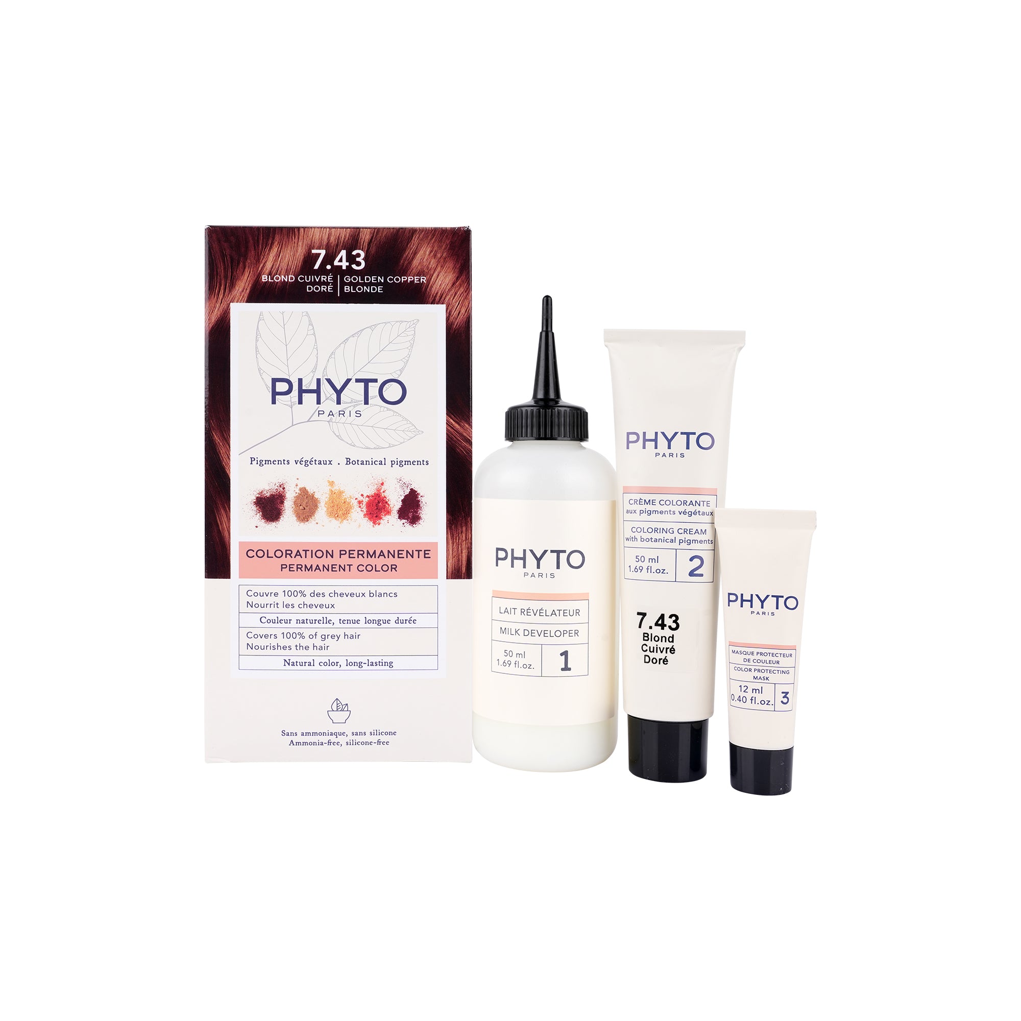 55538-Phyto Permanent Hair Color NO. 7.43 - Golden Copper Blonde
