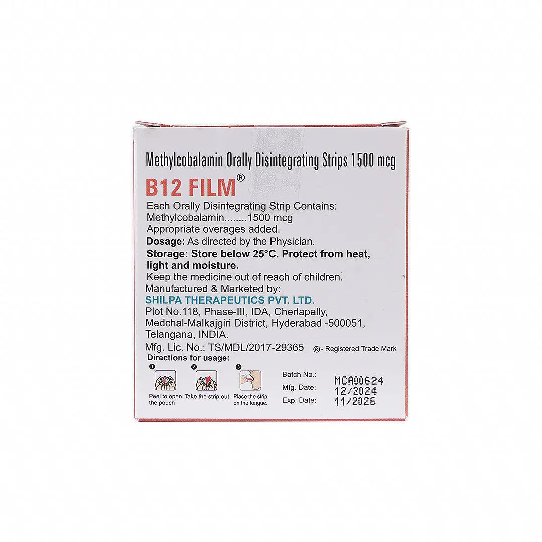 55551-B12 Film Methylcobalamin 1500mcg 30 Strips +3