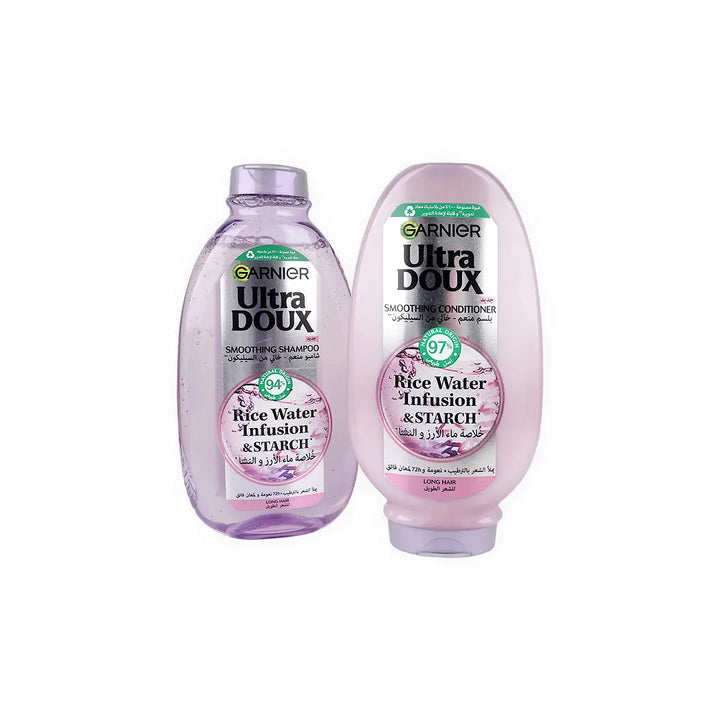 55600-Garnier Ultra Doux Rice Water Shampoo 400ml+Conditioner360ml +2