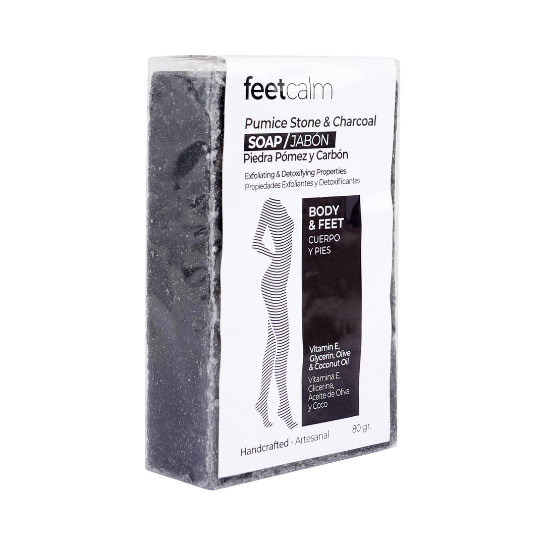 55620-Feet Calm Pumice Stone &amp; Charcoal Soap 80gm +1