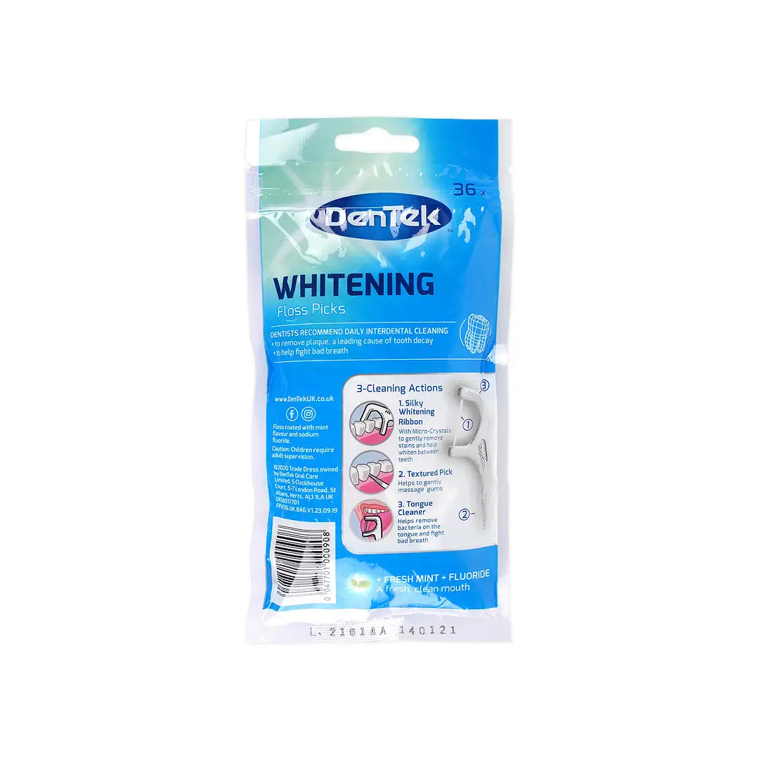 55625-Dentek Whitening Interdental Floss Pick 36pcs +1