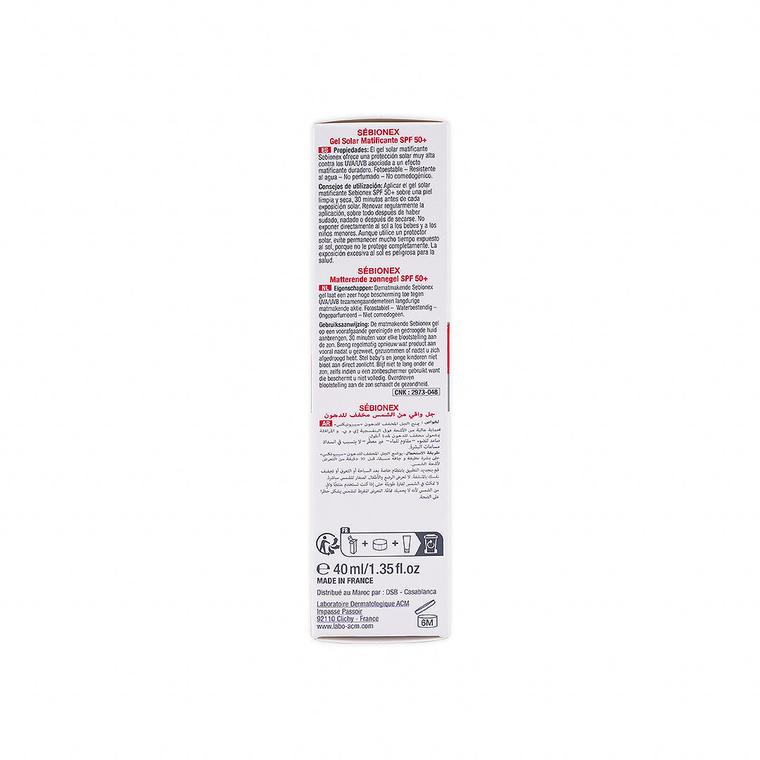 Acm Sebionex Spf50+ Mattifying Sunscreen Gel 40ml