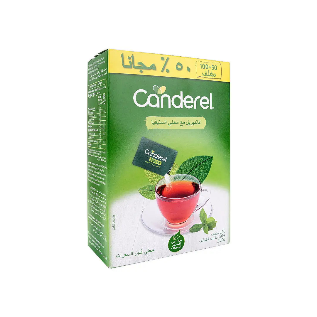 Canderel Sweetener Stevia Sachets 100+50pcs