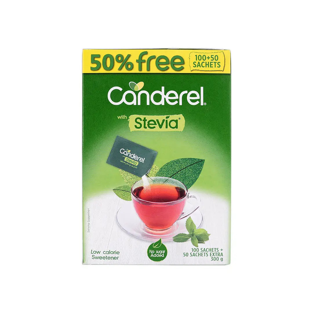 Canderel Sweetener Stevia Sachets 100+50pcs