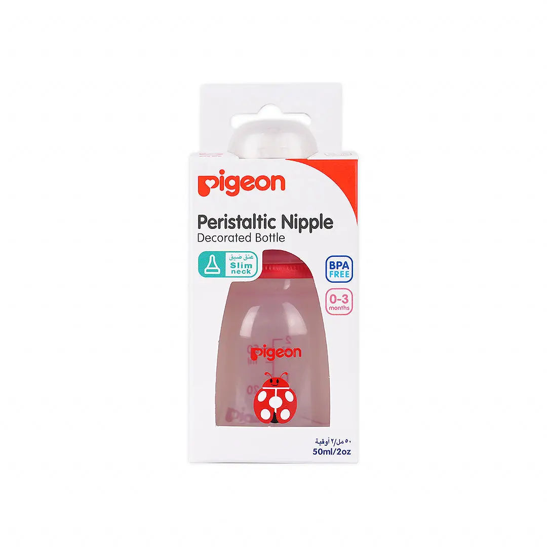 55700-Pigeon Peristaltic Nipple Decorated Bottle 0-3m 50ml-PA00418 +1