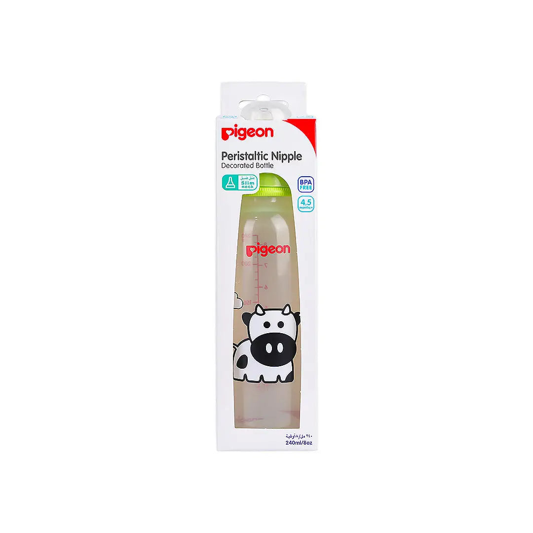 55701-Pigeon Peristaltic Nipple Decorated Bottle 4,5m 240ml-414 +3