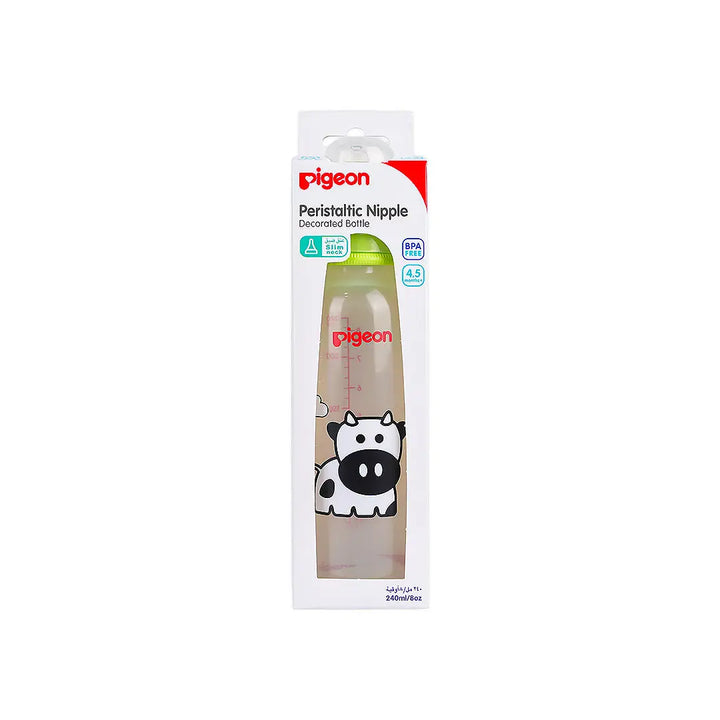 55701-Pigeon Peristaltic Nipple Decorated Bottle 4,5m 240ml-414 +3