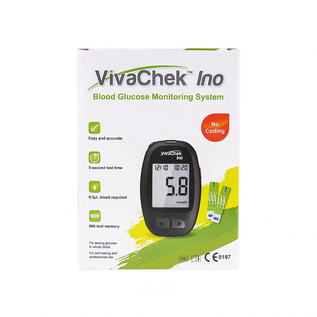 55746-Vivachek Ino Blood Glucometer+10 Glucose Strips +1