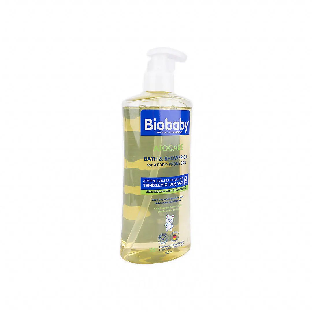 55832-Biobaby Atocare Bath &amp; Shower Oil Dry &amp; Sensitive Skin 500ml +2