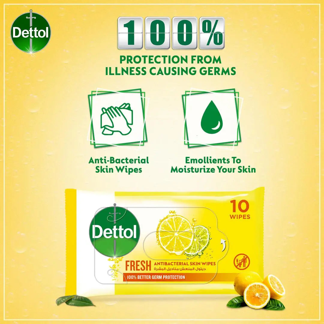 55840-Dettol Wipes 10Pcs*3-Fresh +5