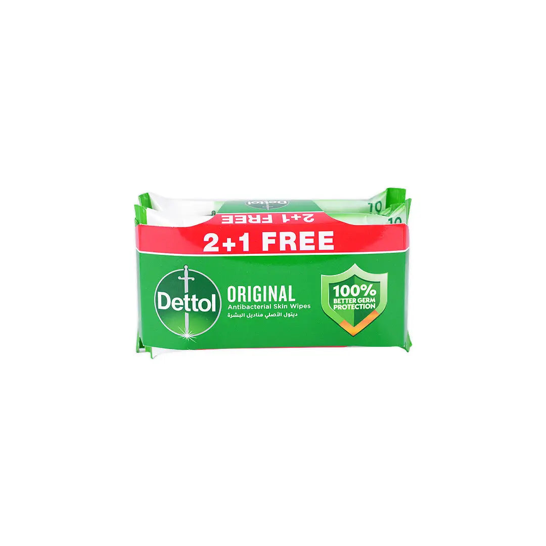 Dettol Antibacterial Skin Wipes 10pcs (2+1) - Original