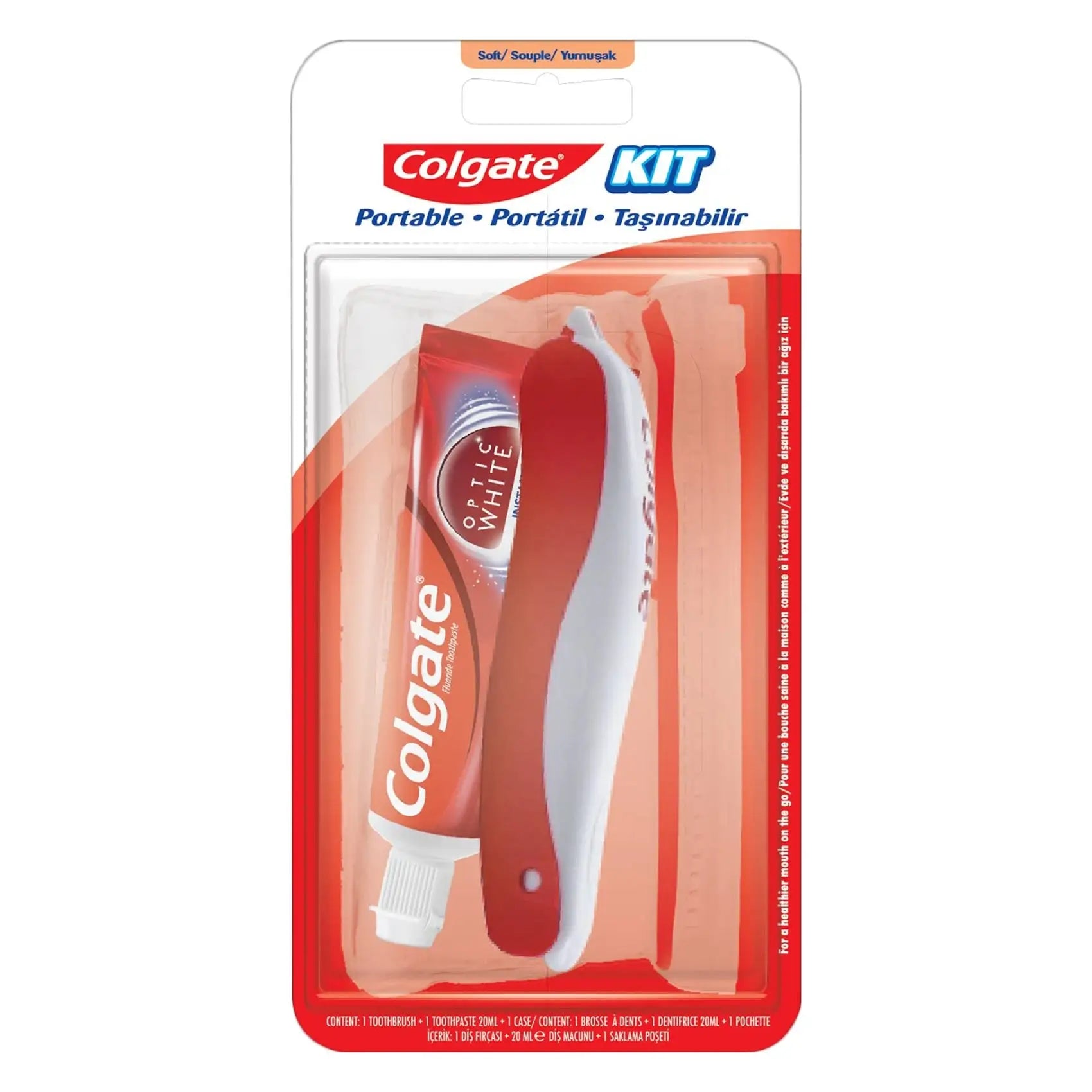Colgate Travel Kit Soft Toothbrush + Optic White Toothpaste