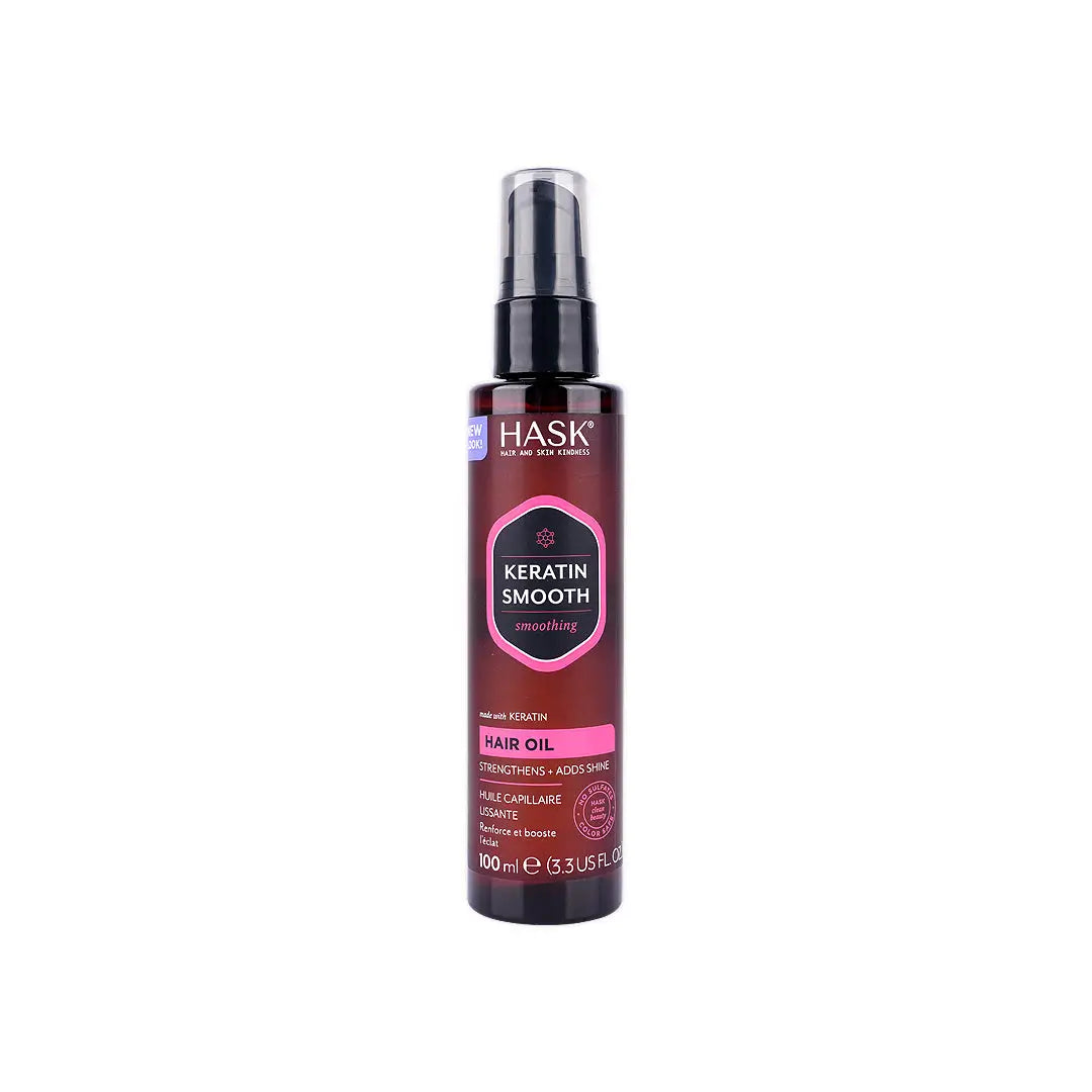 55894-Hask Keratin Smooth Smoothing Hair Oil Pump 100ml