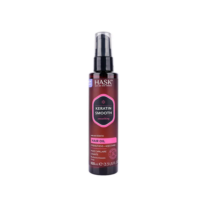 55894-Hask Keratin Smooth Smoothing Hair Oil Pump 100ml