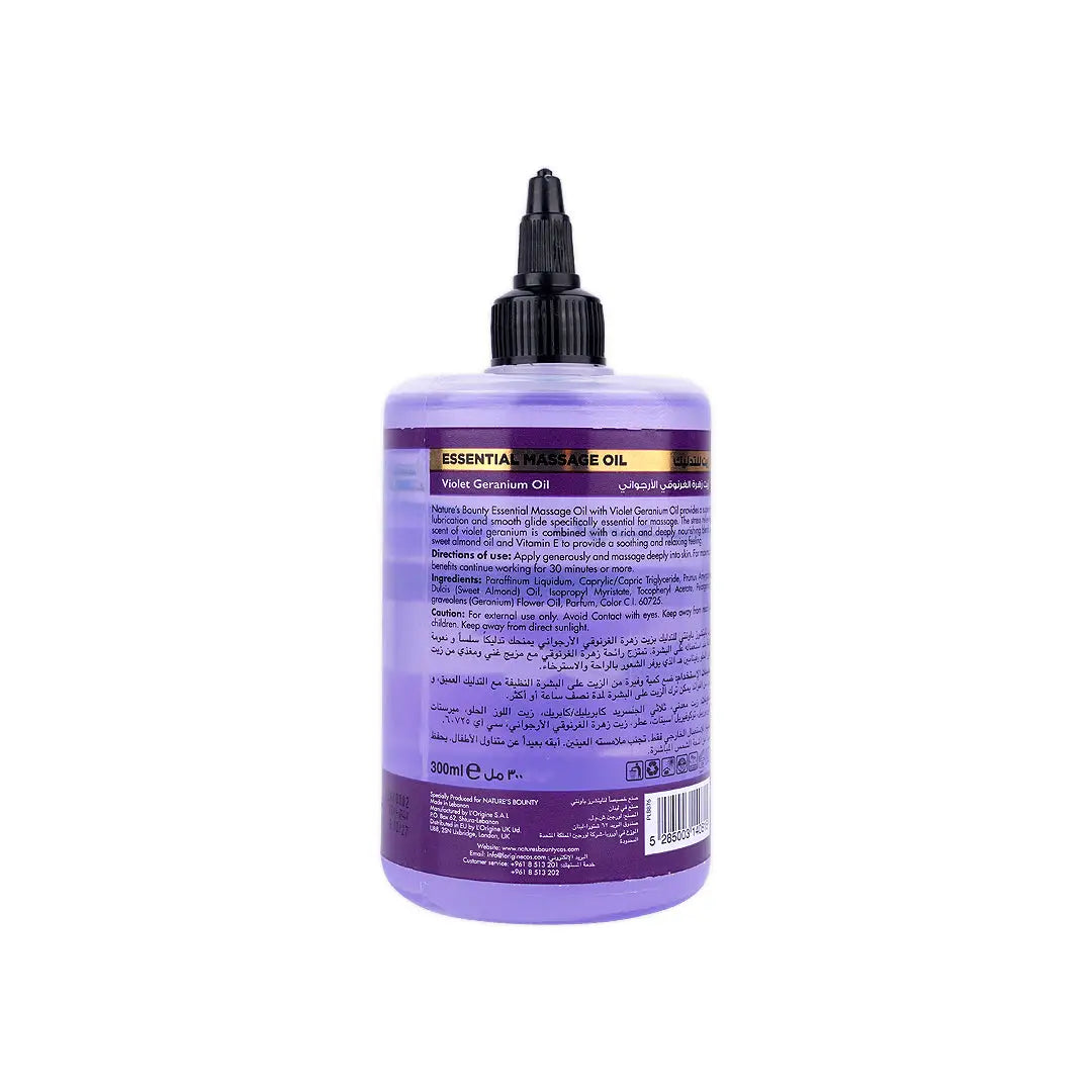Natures Bounty Massage Oil 300ml – Violet Geranium Oil