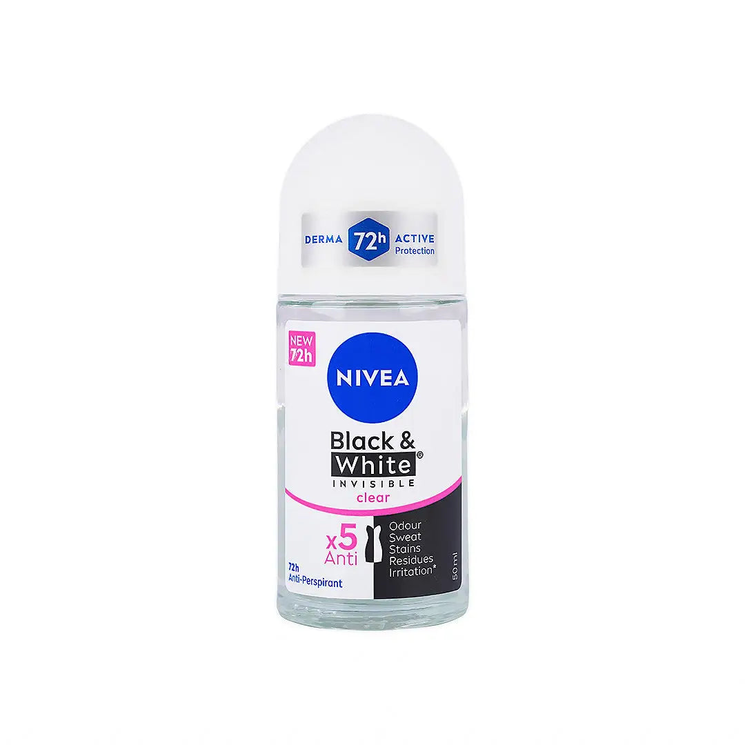 56057-Nivea Invisible B&W Deo Roll On 72h Anti-Per (W) 50ml-Clear