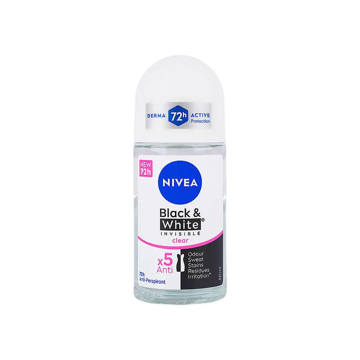 56057-Nivea Invisible B&amp;W Deo Roll On 72h Anti-Per (W) 50ml-Clear