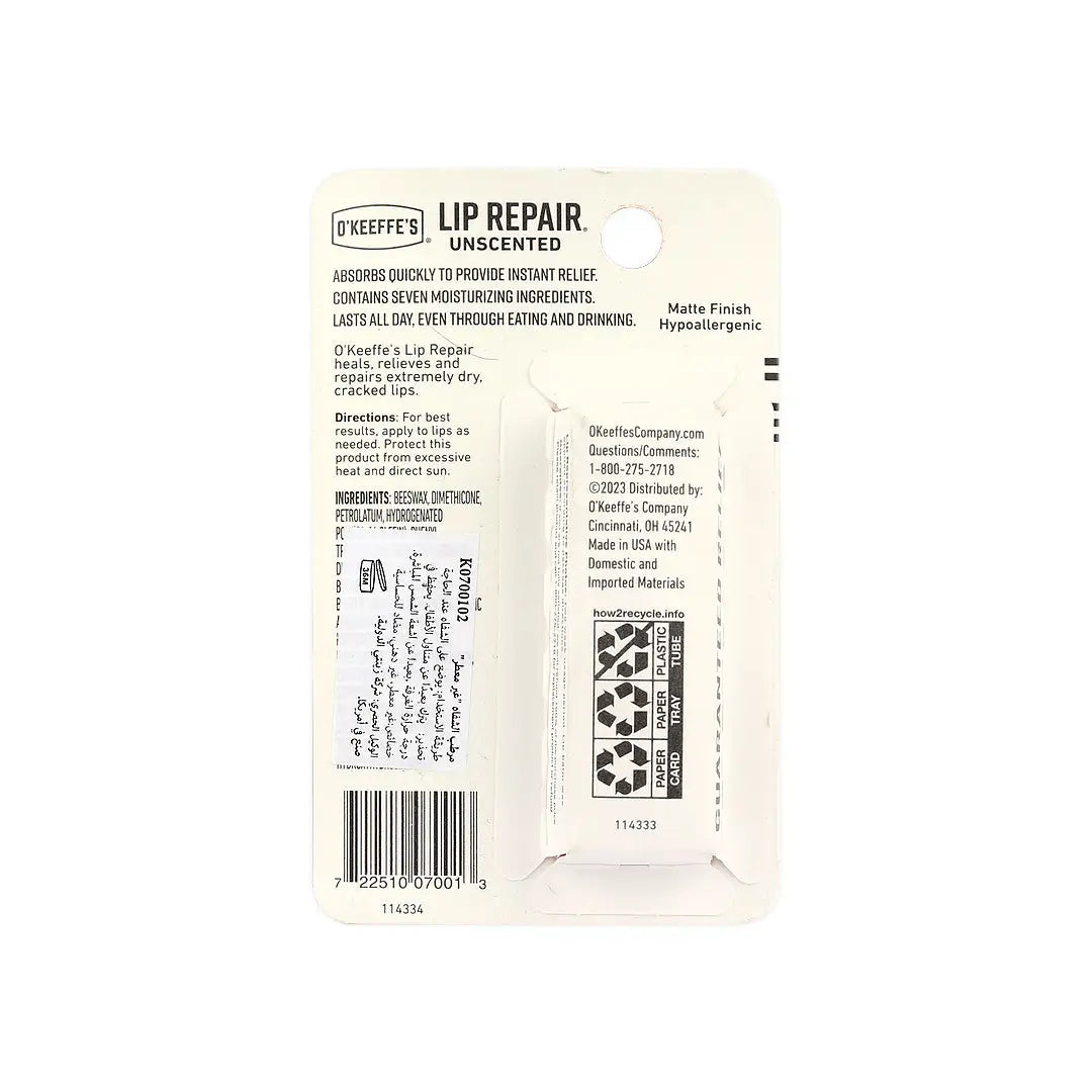 O'Keeffe's Lip Repair Original Unscented Stick 4.25g