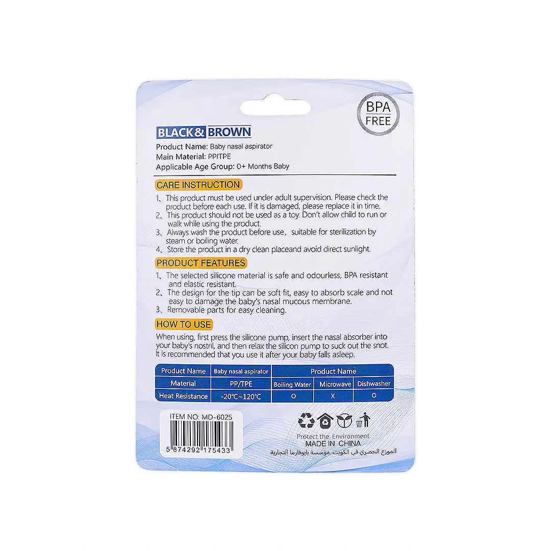 Black & Brown Baby Nasal Aspirato Manual