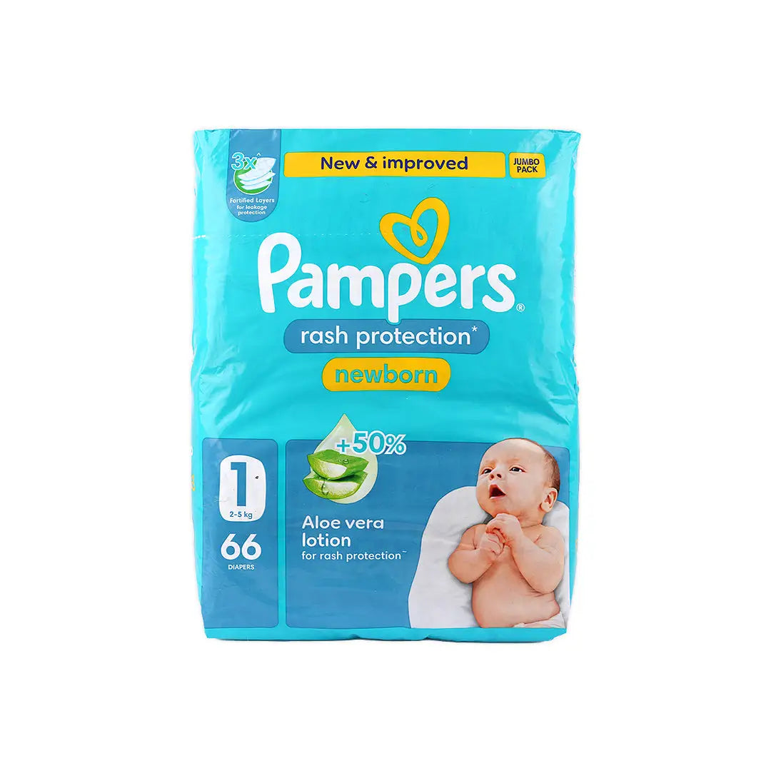 56189-Pampers Rash Protection Newborn No.1 (2-5Kg) 66Pcs +3