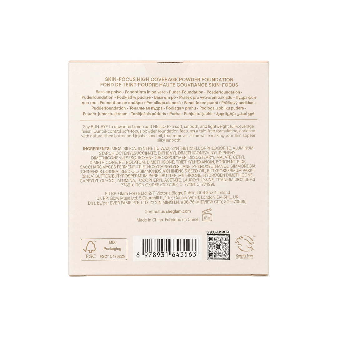 -Sheglam Skin-Focus High Coverage Powder Foundation-Porcelain +7