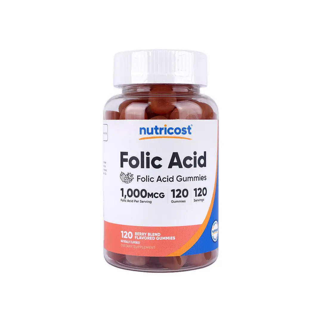 56423-Nutricost Folic Acid 1000 Mcg 120 Gummies-Berry