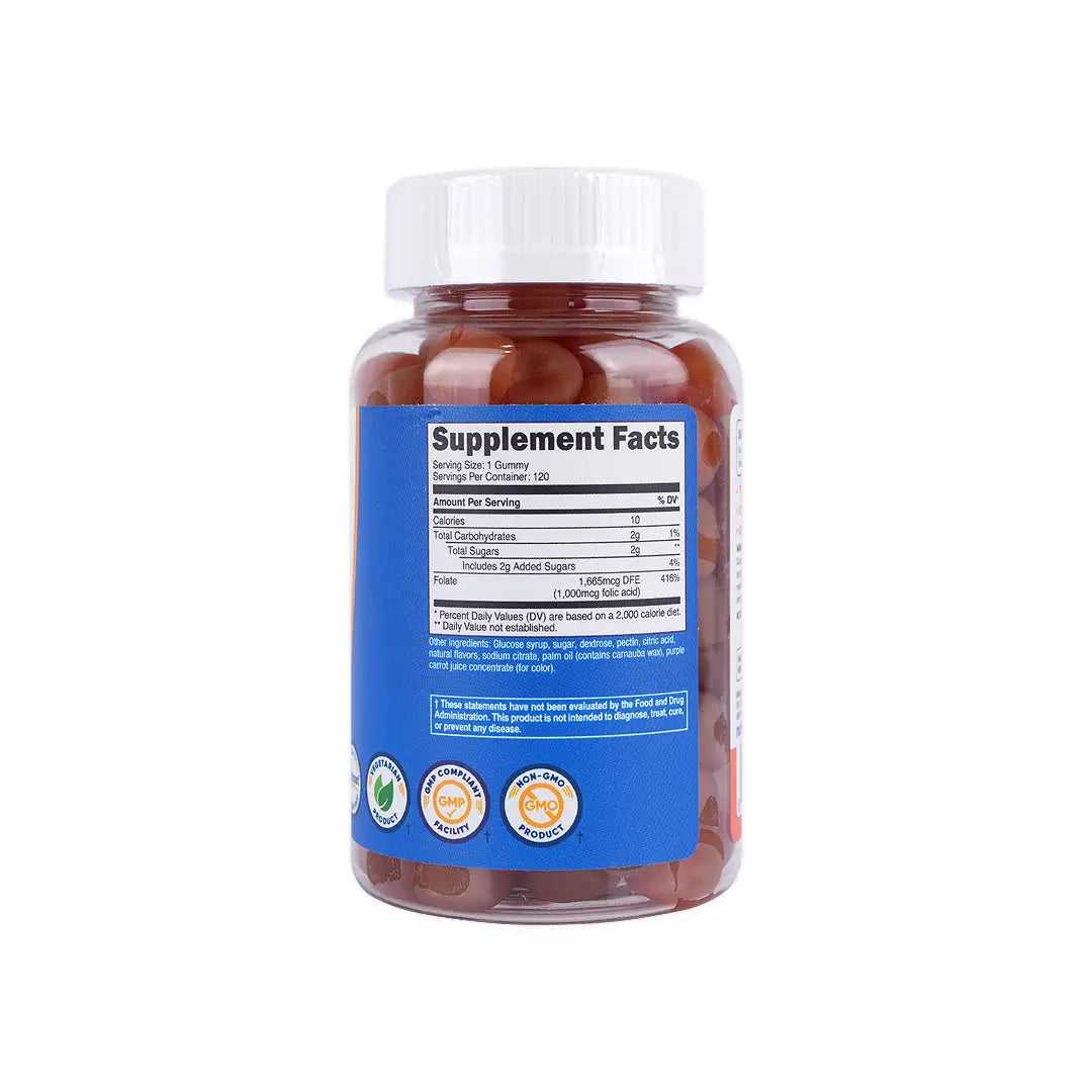 56423-Nutricost Folic Acid 1000 Mcg 120 Gummies-Berry +2