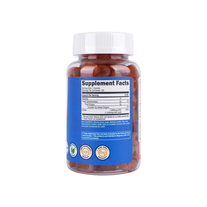 56423-Nutricost Folic Acid 1000 Mcg 120 Gummies-Berry +2
