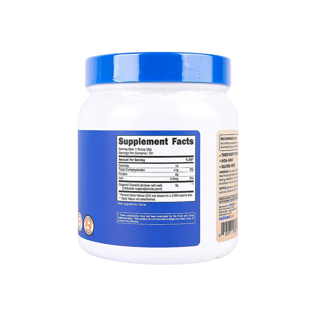56450-Nutricost Organic Chlorella 454g - Unflavored +2