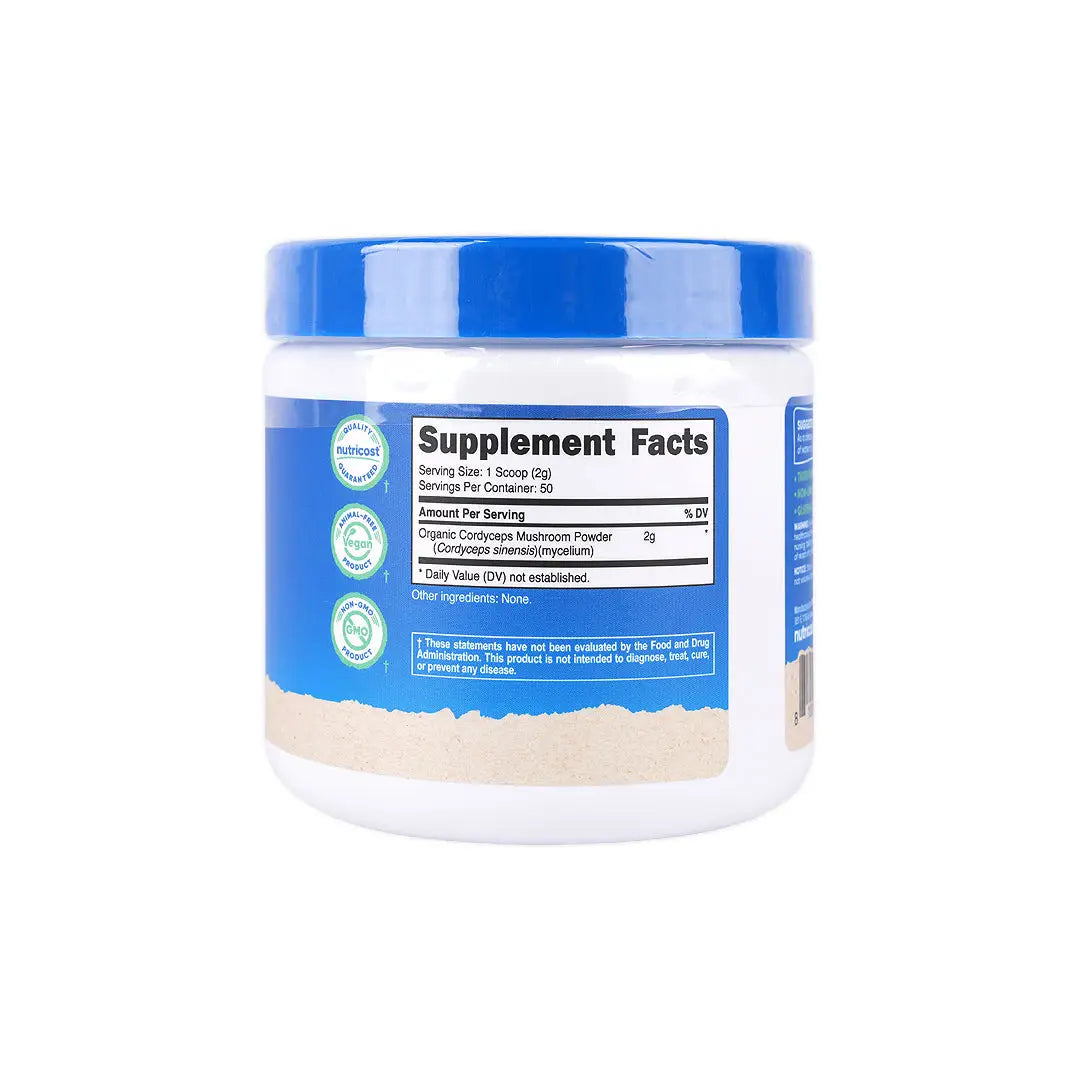 56451-Nutricost Organic Cordyceps Mushroom 100g - Unflavored +2