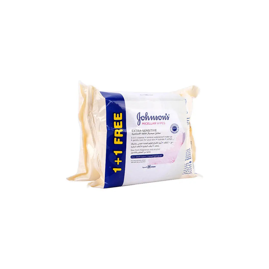 Johnson Micellar Wipes Extra Sensitive 2x25wipes (1+1)
