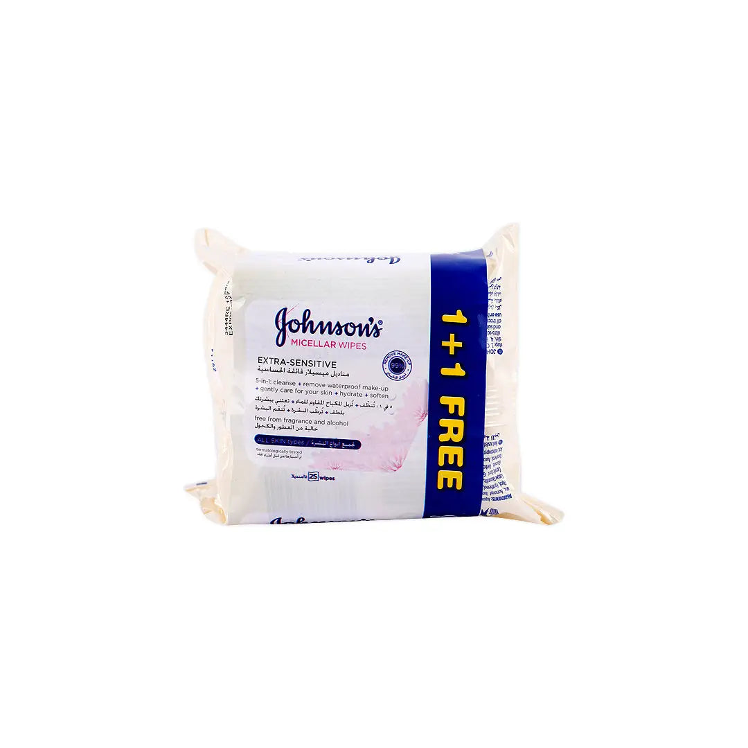 Johnson Micellar Wipes Extra Sensitive 2x25wipes (1+1)