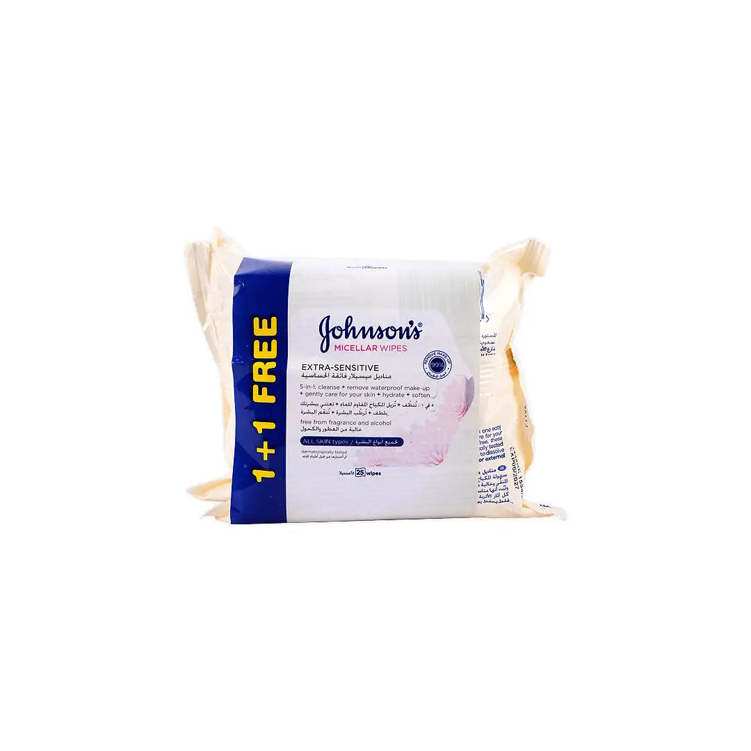 Johnson Micellar Wipes Extra Sensitive 2x25wipes (1+1)