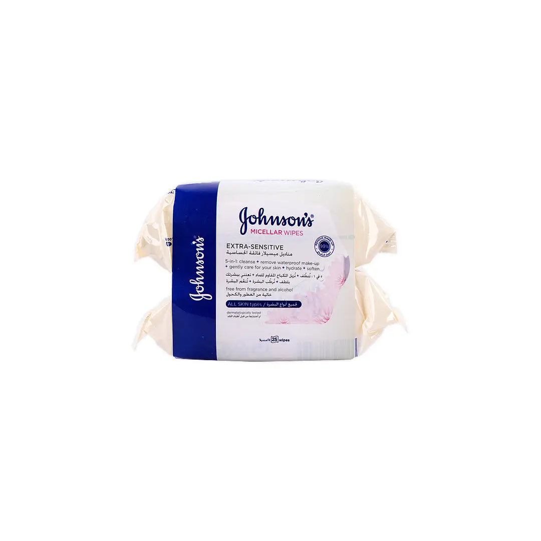 Johnson Micellar Wipes Extra Sensitive 2x25wipes (1+1)