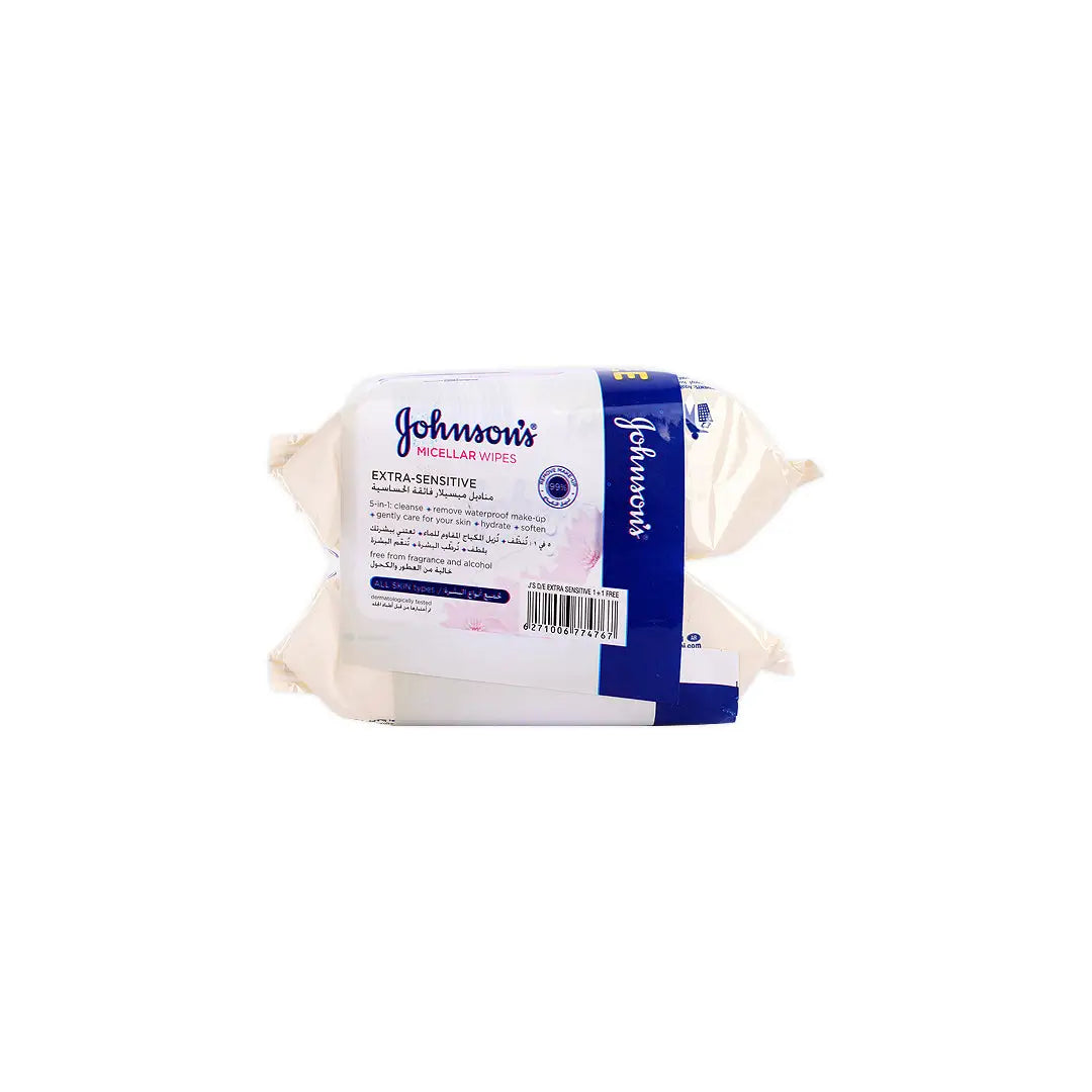 Johnson Micellar Wipes Extra Sensitive 2x25wipes (1+1)