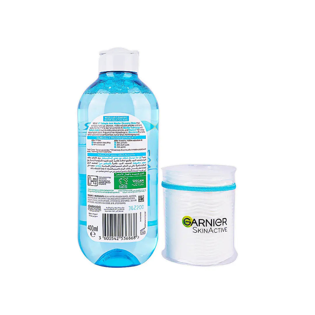 56604-Garnier Micellar Cleansing Water S.Acid 400ml+ Cotton Pads +2