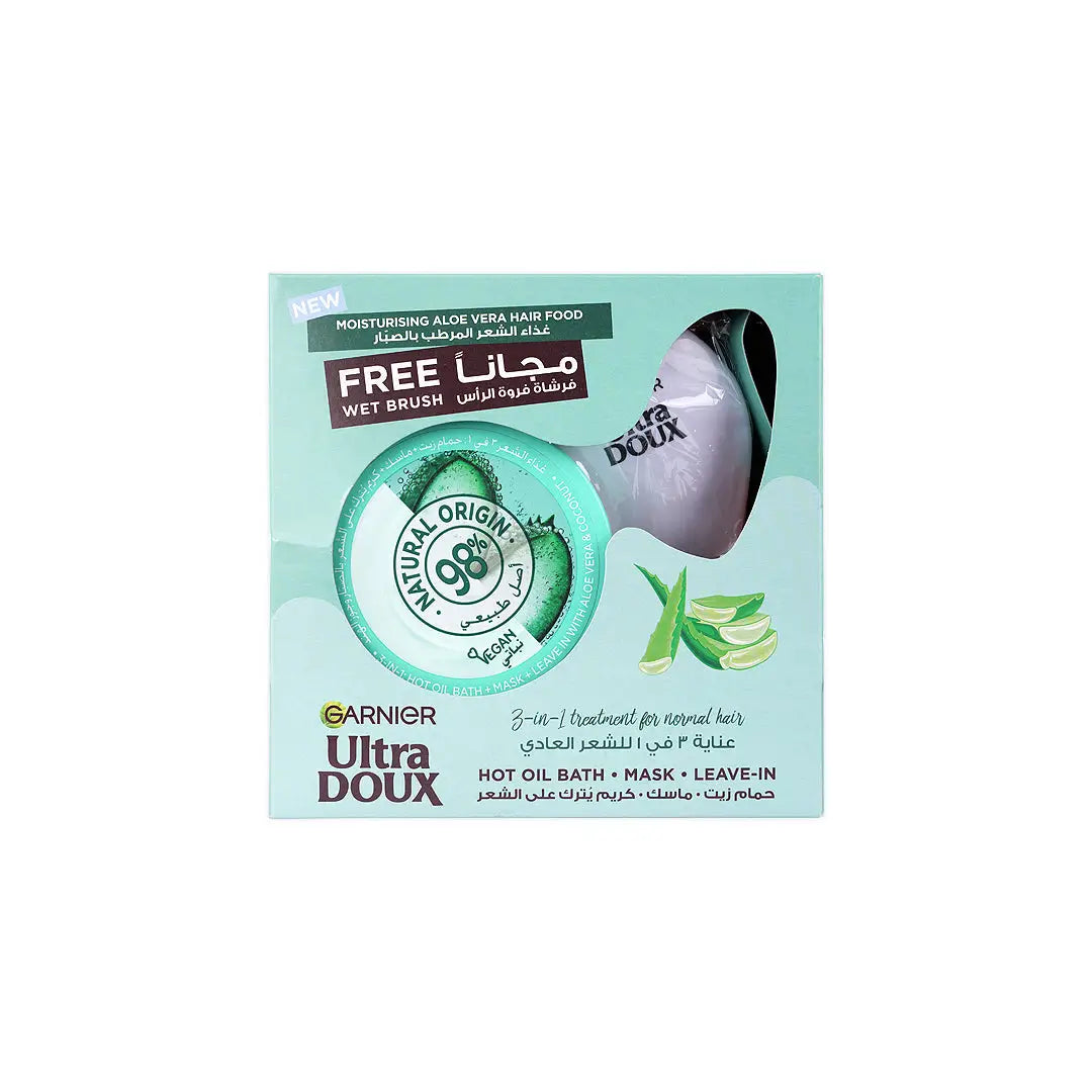 Garnier UltraDoux Moisturising Hair Food Aloe 390ml+Wetbrush