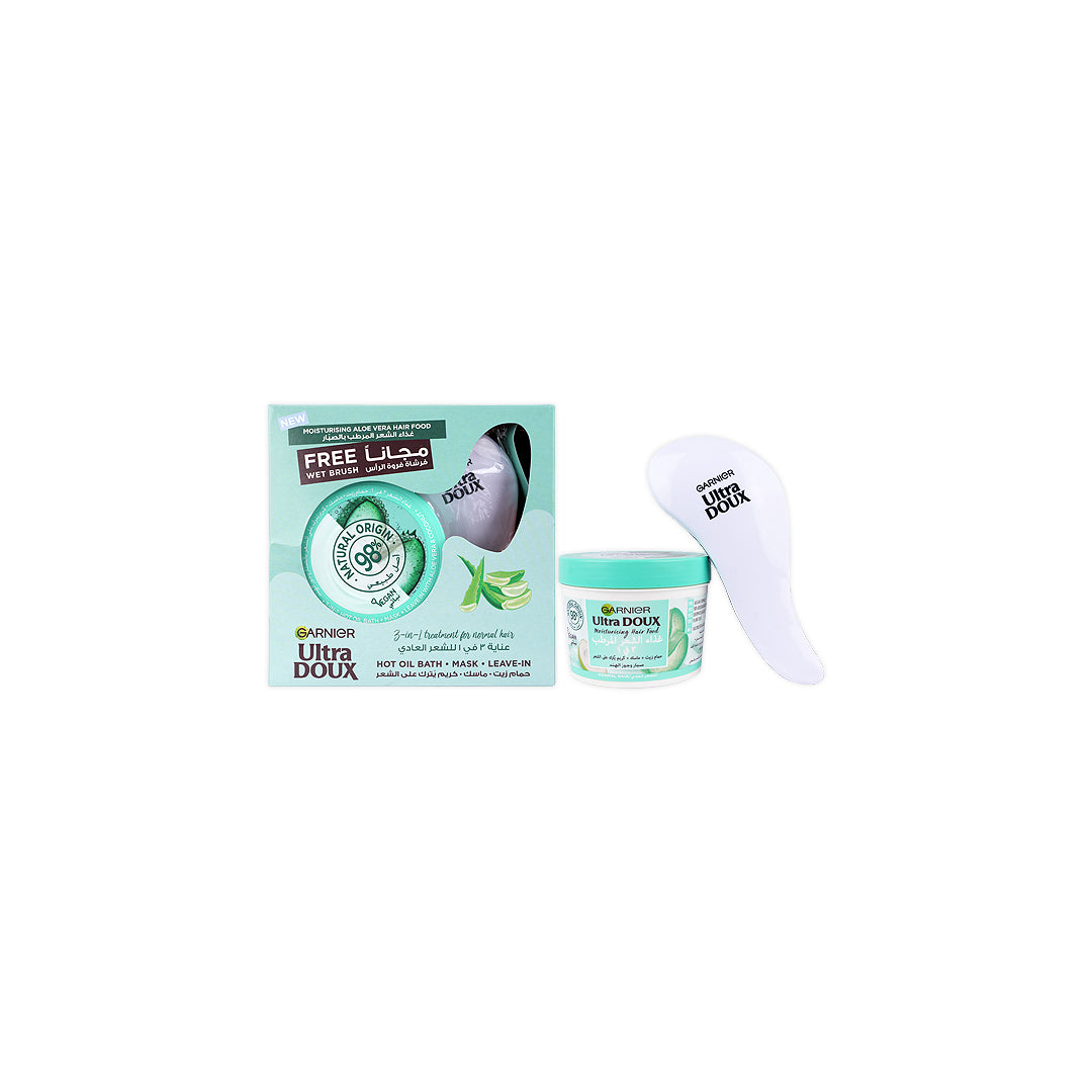 Garnier UltraDoux Moisturising Hair Food Aloe 390ml+Wetbrush