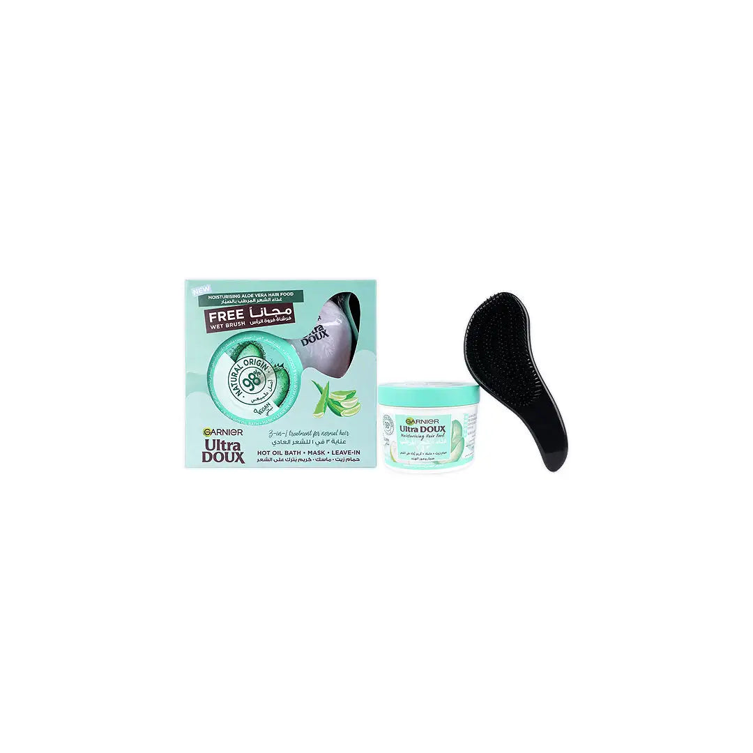 Garnier UltraDoux Moisturising Hair Food Aloe 390ml+Wetbrush